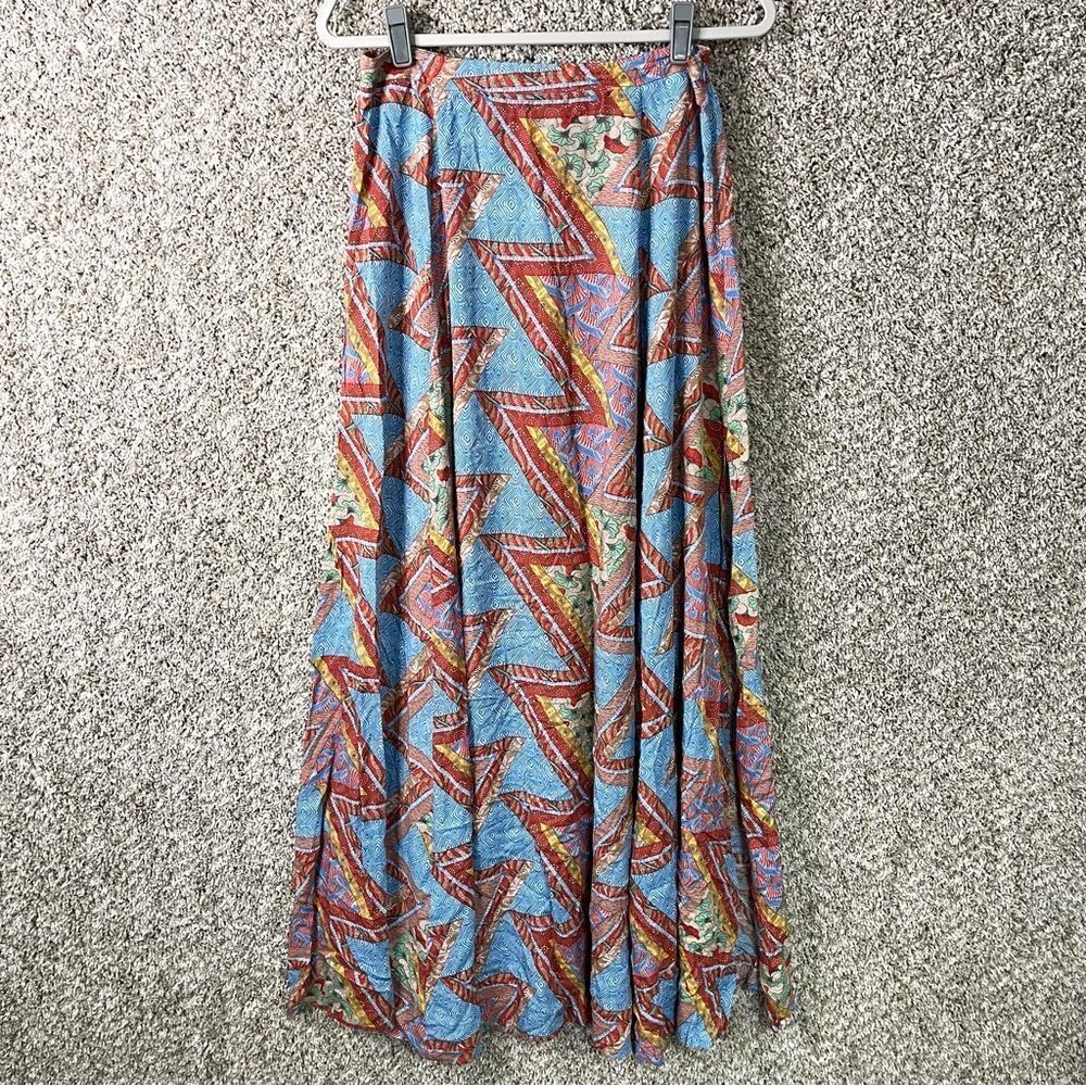 Aakaa Skirt Women’s Large Colorful Tribal Patterned High Side Slit Maxi